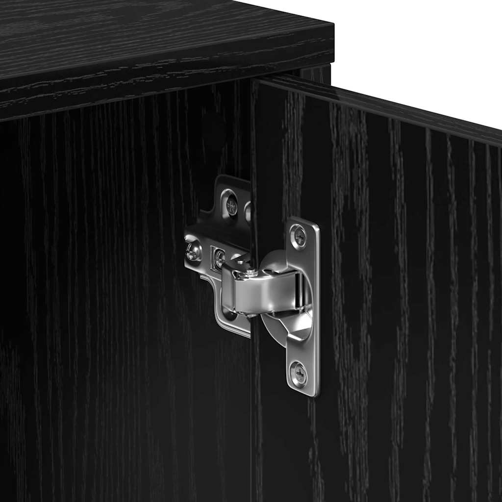 Tall cabinet with a shelf with storage with doors 2 pcs black oak 60 x 31 x 70 cm