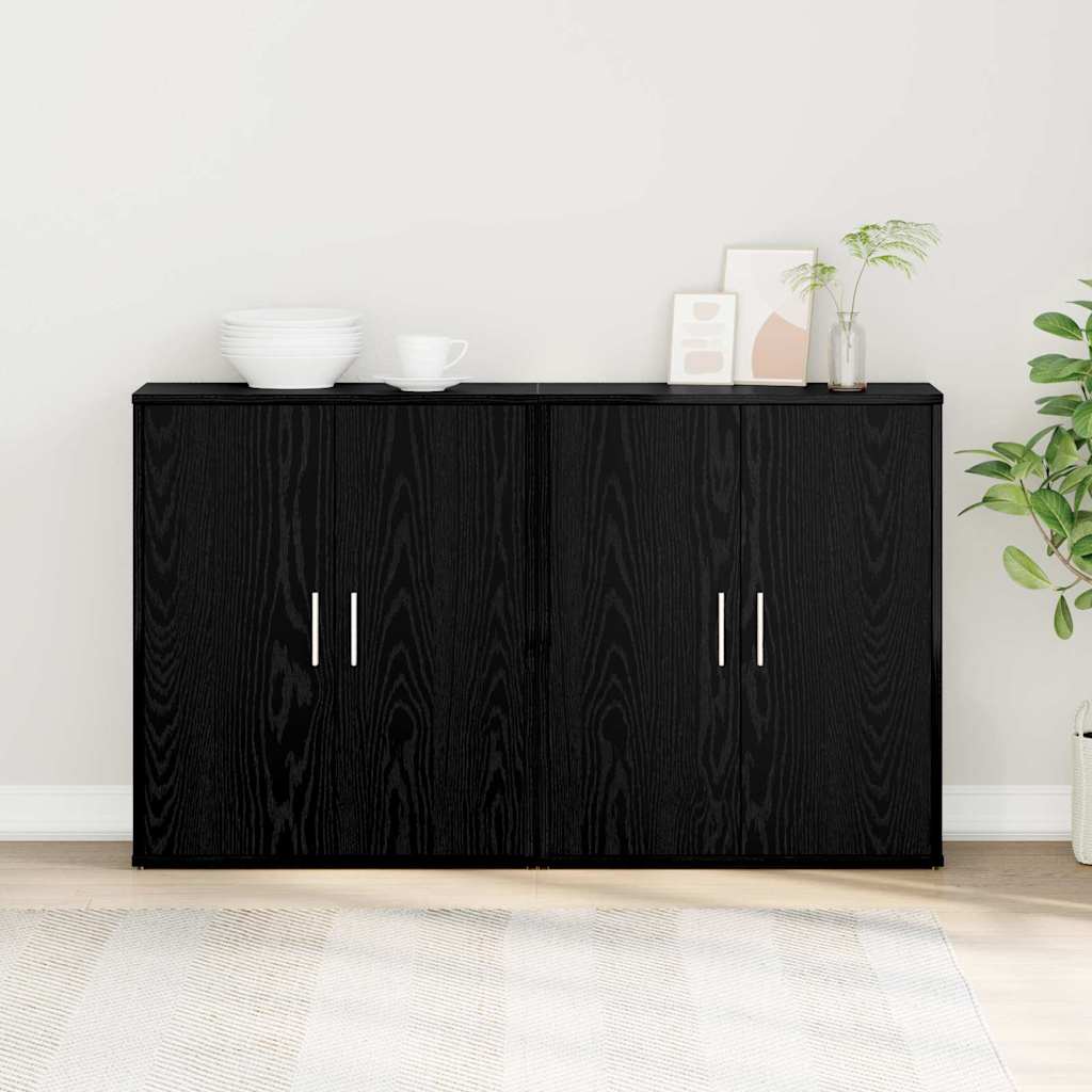 Tall cabinet with a shelf with storage with doors 2 pcs black oak 60 x 31 x 70 cm