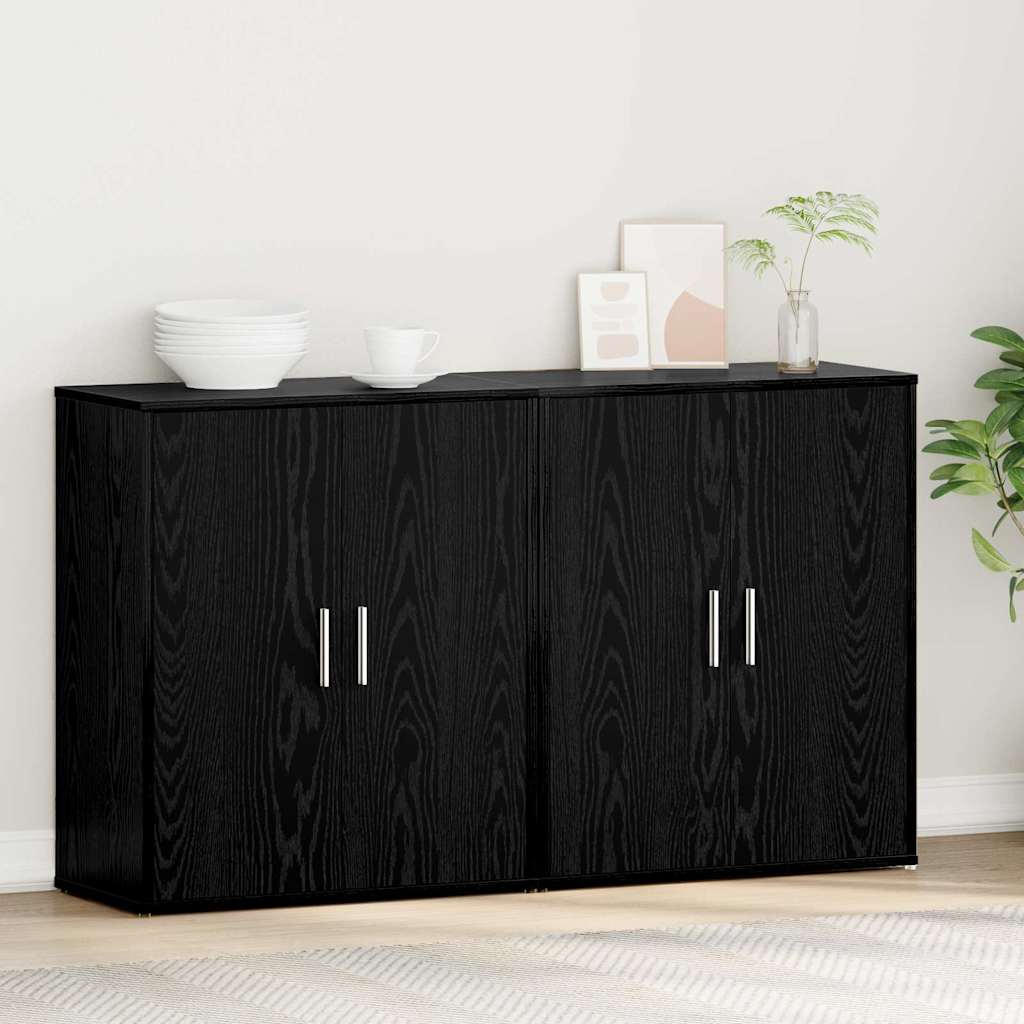Tall cabinet with a shelf with storage with doors 2 pcs black oak 60 x 31 x 70 cm