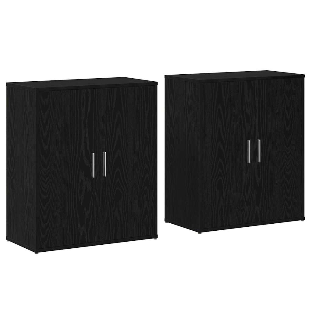 Tall cabinet with a shelf with storage with doors 2 pcs black oak 60 x 31 x 70 cm