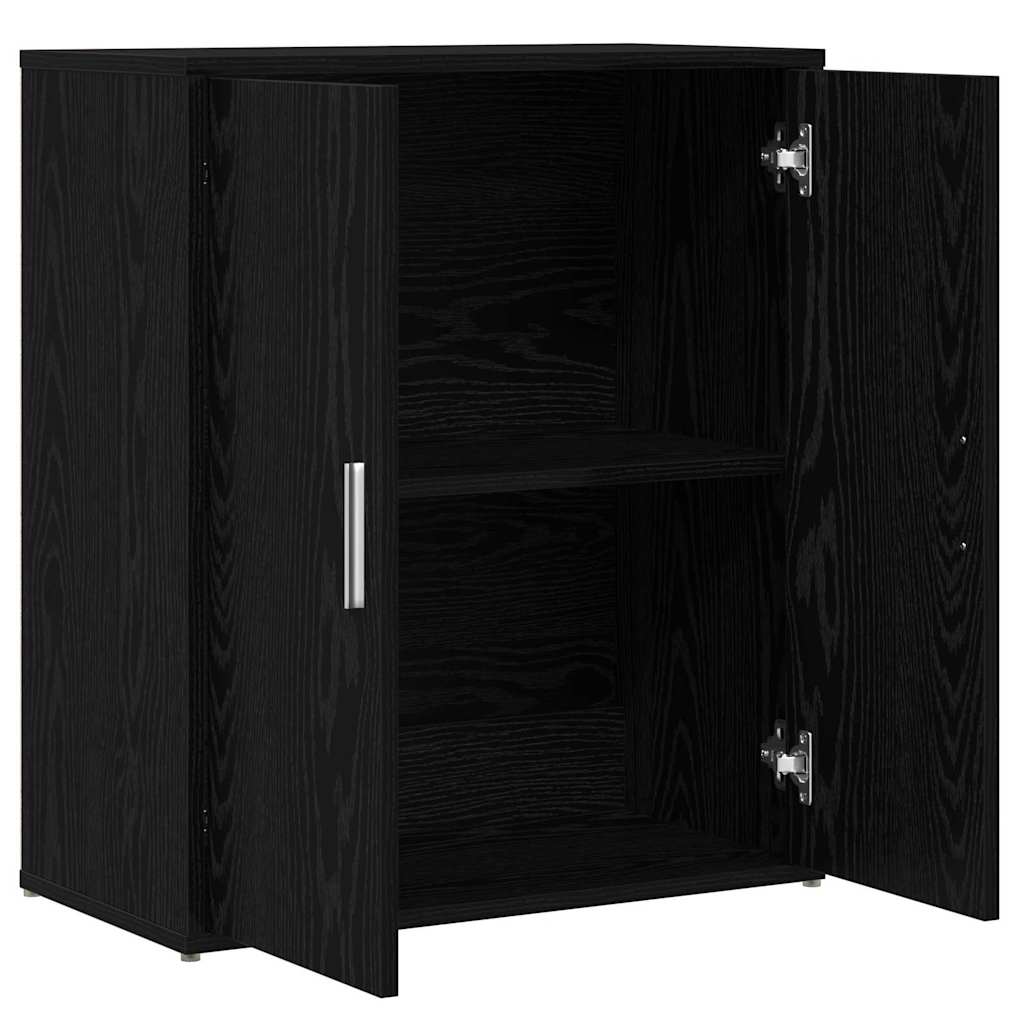 Tall cabinet with a shelf with storage with doors 2 pcs black oak 60 x 31 x 70 cm