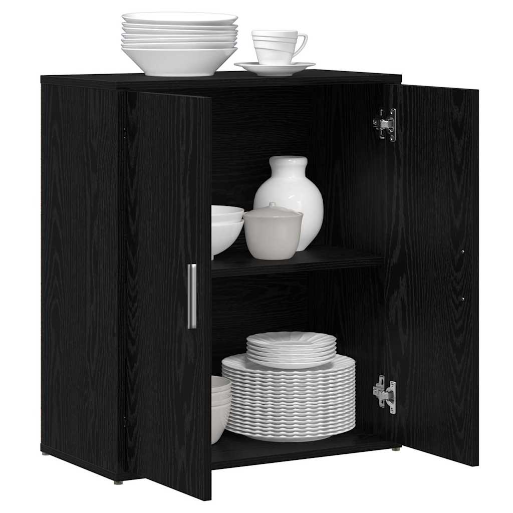 Tall cabinet with a shelf with storage with doors 2 pcs black oak 60 x 31 x 70 cm