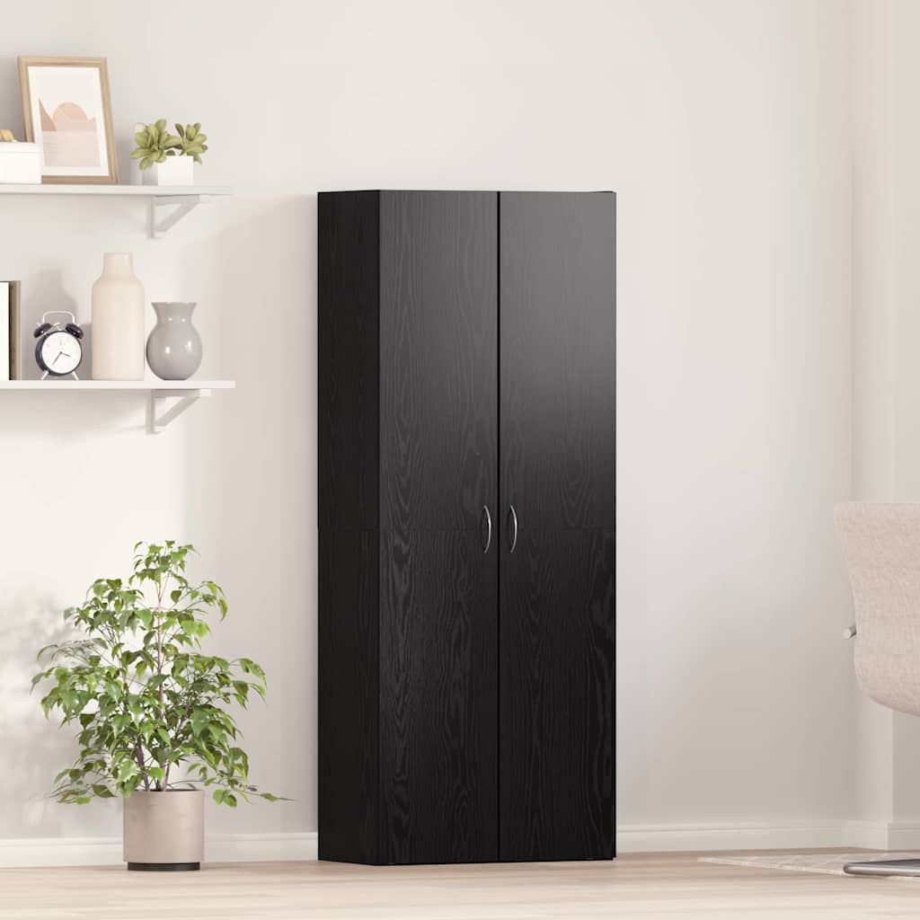 Augsts skapis melna ozolkoka krāsā – 60 x 32 x 153 cm – inženierijas koksne