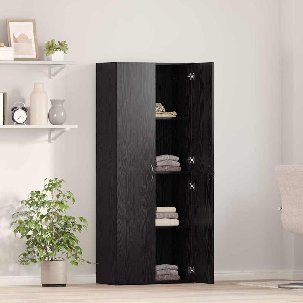 Augsts skapis melna ozolkoka krāsā – 60 x 32 x 153 cm – inženierijas koksne