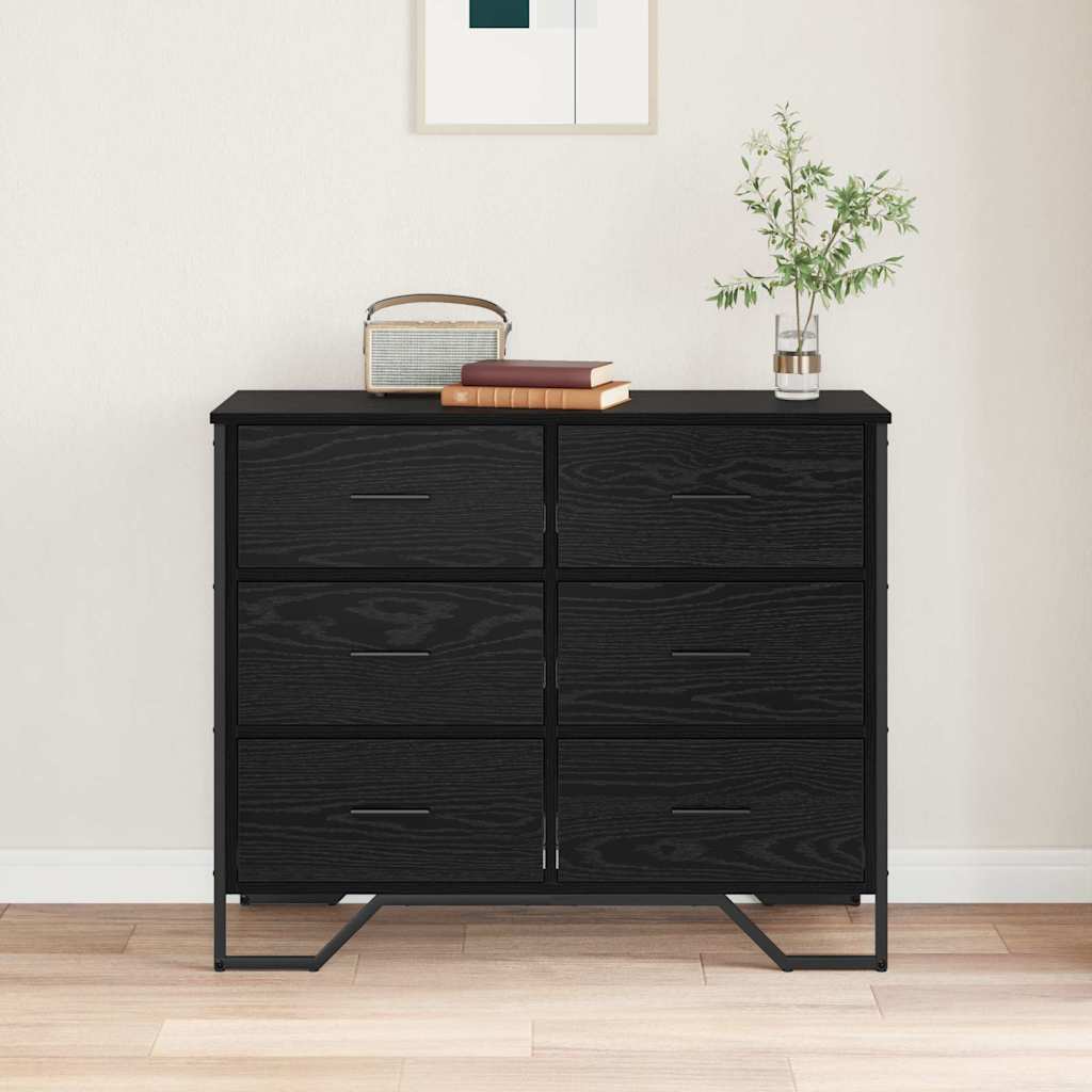 Komoda Juodas ąžuolas 91x35.5x74.5 cm Inžinerinė mediena