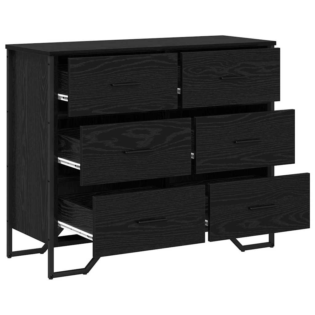 Komoda Juodas ąžuolas 91x35.5x74.5 cm Inžinerinė mediena