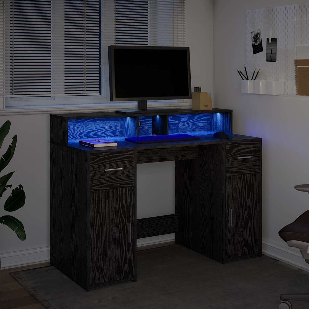 Melns ozolkoka galds 120x55x91 cm inženierijas koksne