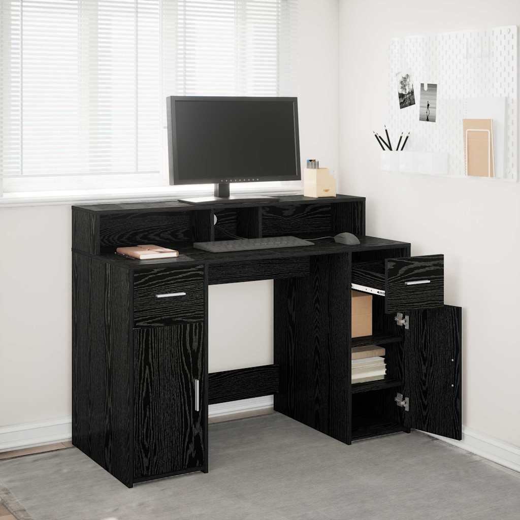Melns ozolkoka galds 120x55x91 cm inženierijas koksne