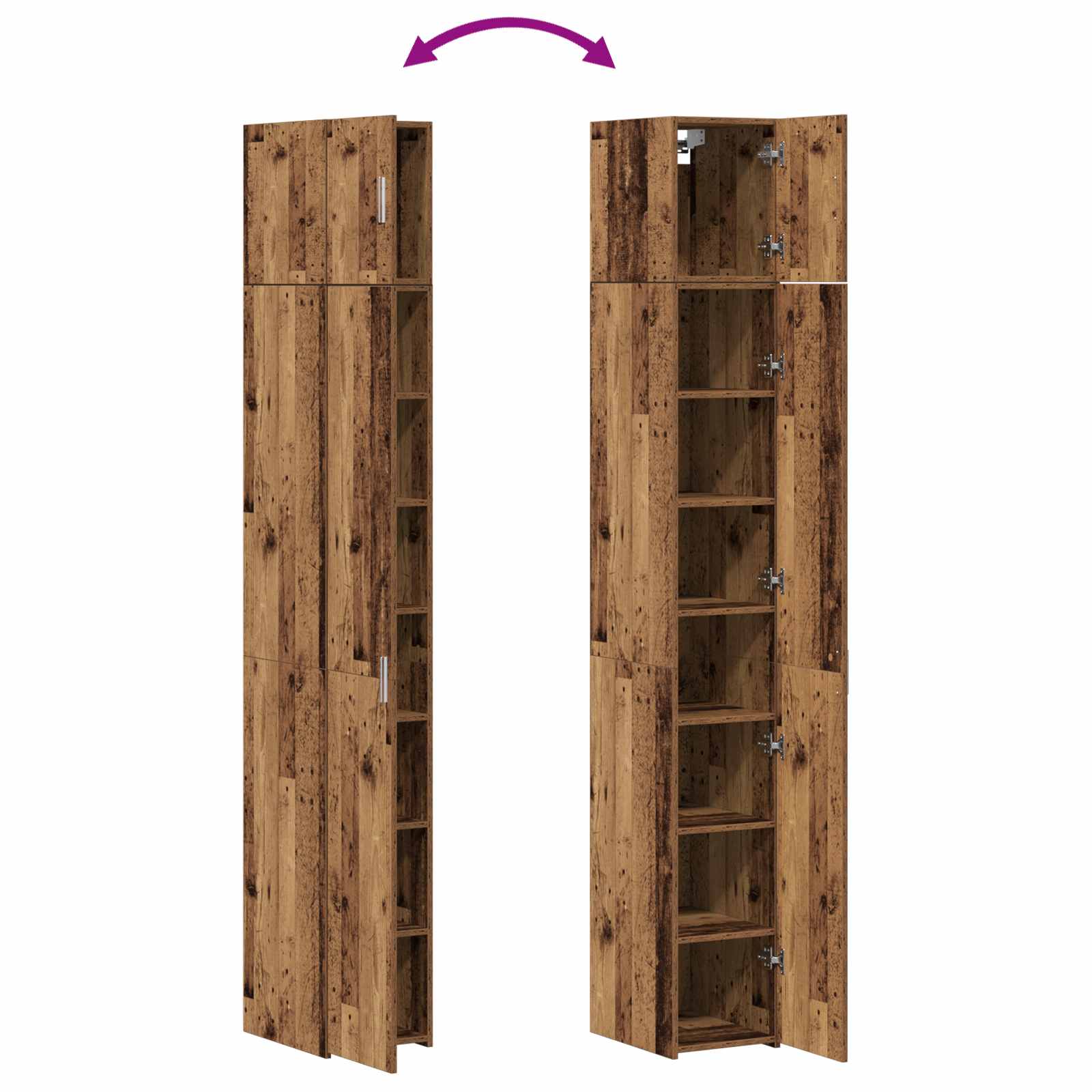 Lieknas Saugojimo Kabinetas Senos Medžio 30x42.5x225 cm Perdirbtos Medienos