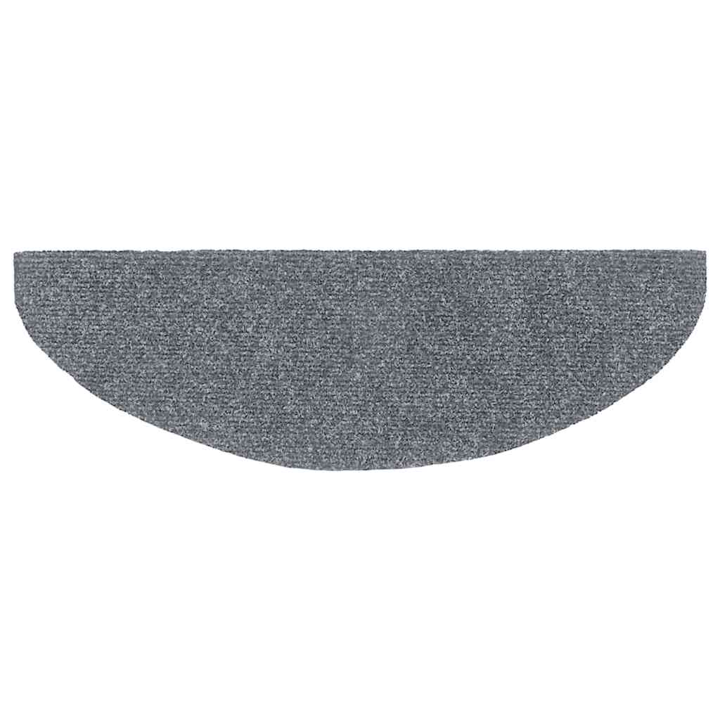 Stair Mats, Self-Adhesive, 20 pcs, 65x21x4 cm, Light Grey, Semi-Circular, Large