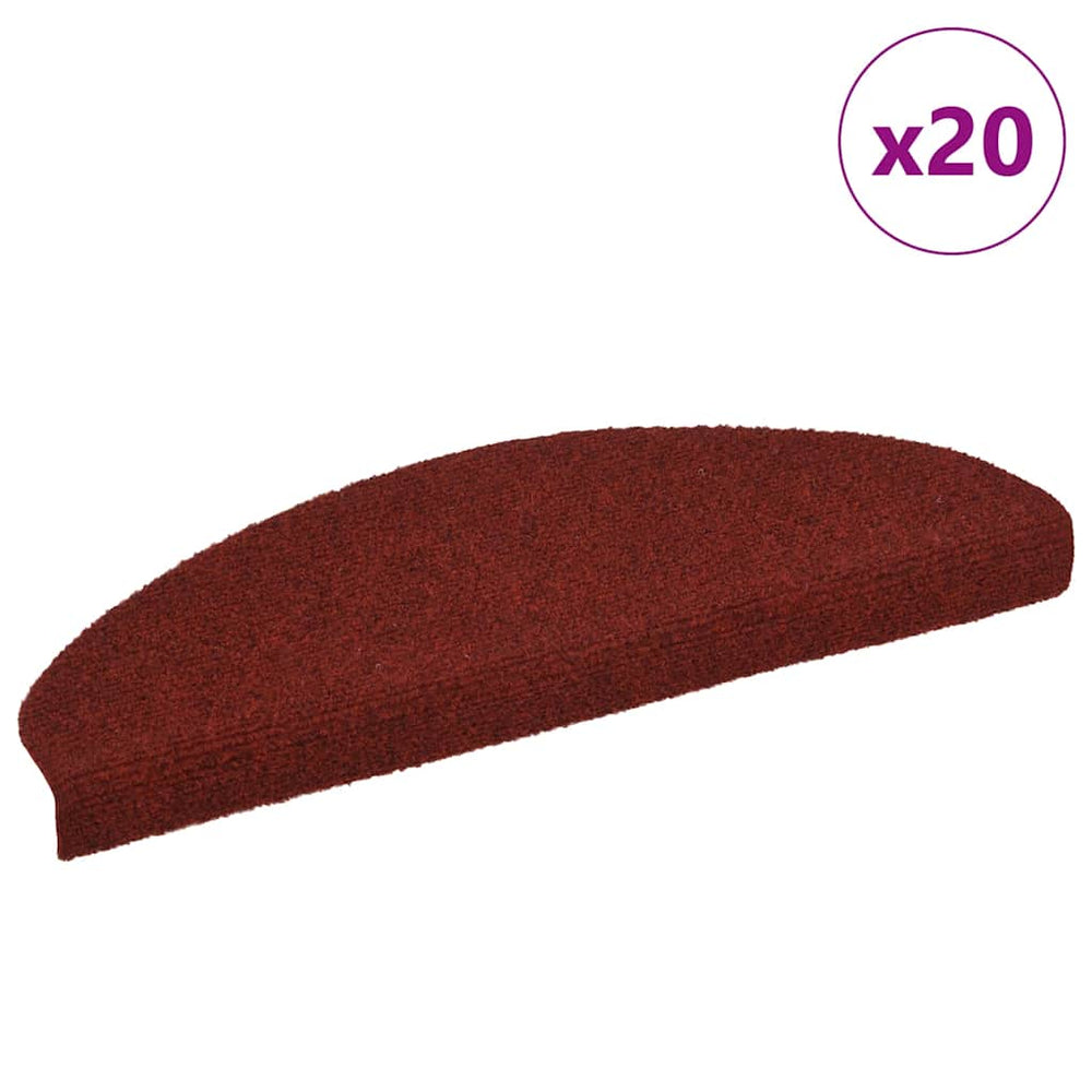 Laiptų kilimėliai, lipnūs, 20 vnt., 65x21x4 cm, bordo raudoni, pusapvaliai, dideli