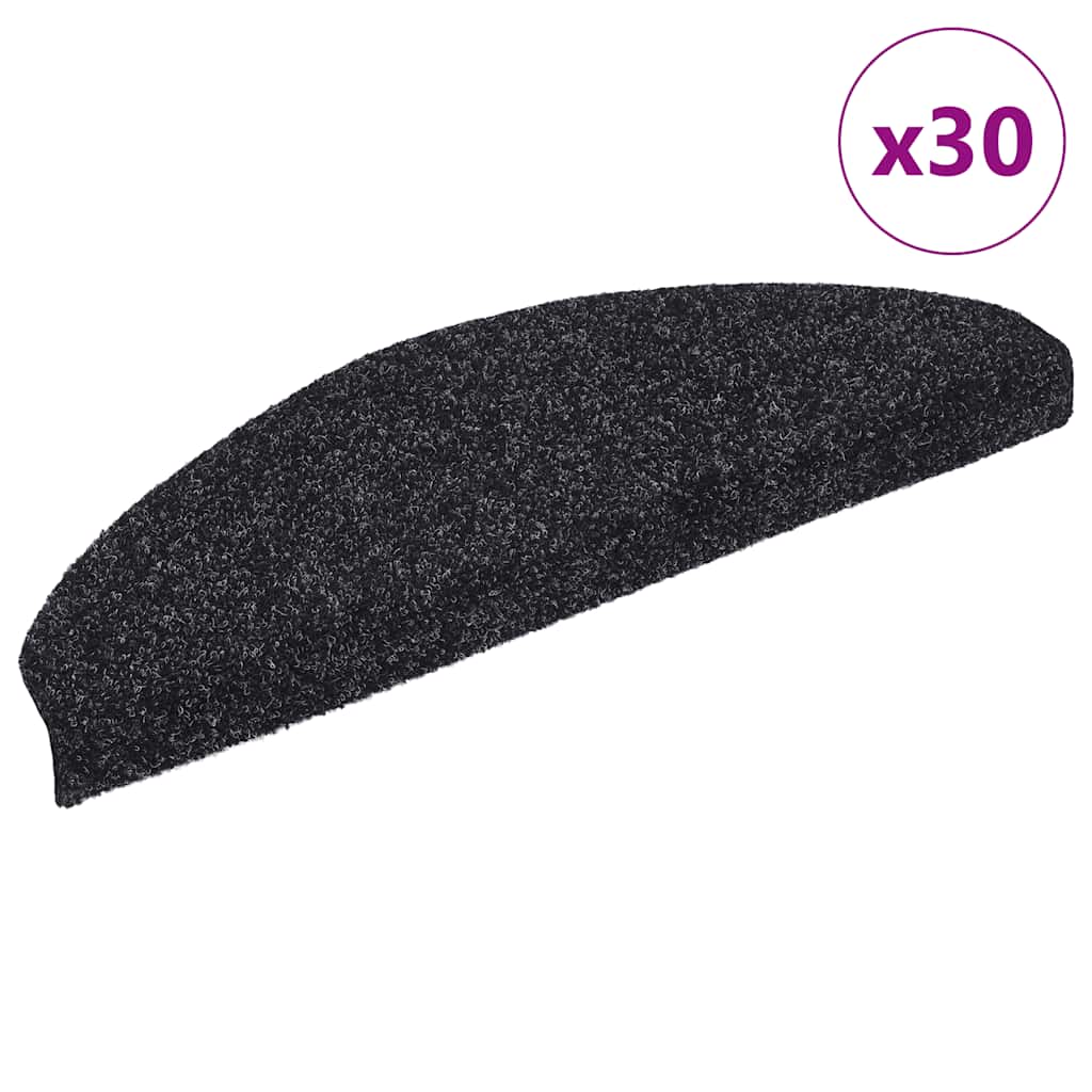 Stair mats, self-adhesive, 30 pcs., black, semi-circular, large, 65x21x4 cm