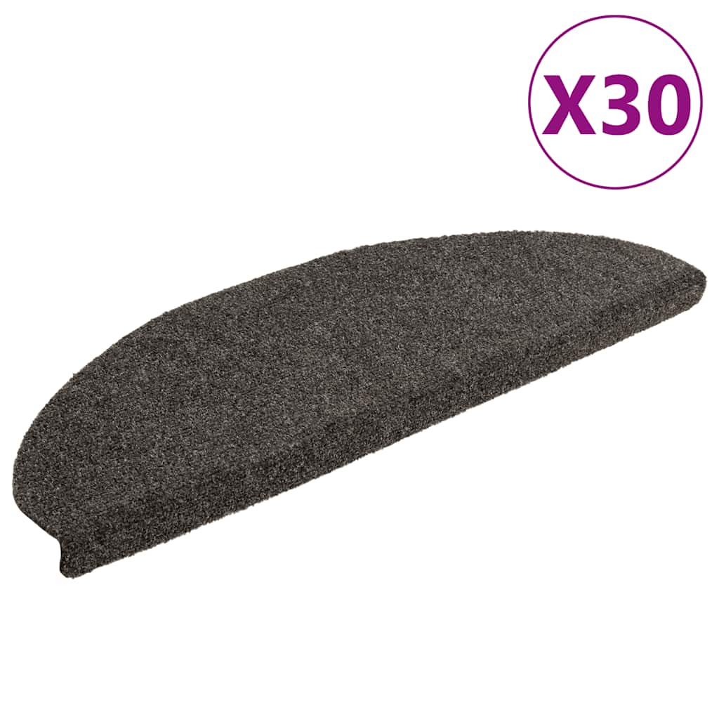 Laiptų kilimėliai, lipnūs, 30 vnt., 65x21x4 cm, antracito spalvos, pusapvaliai, dideli