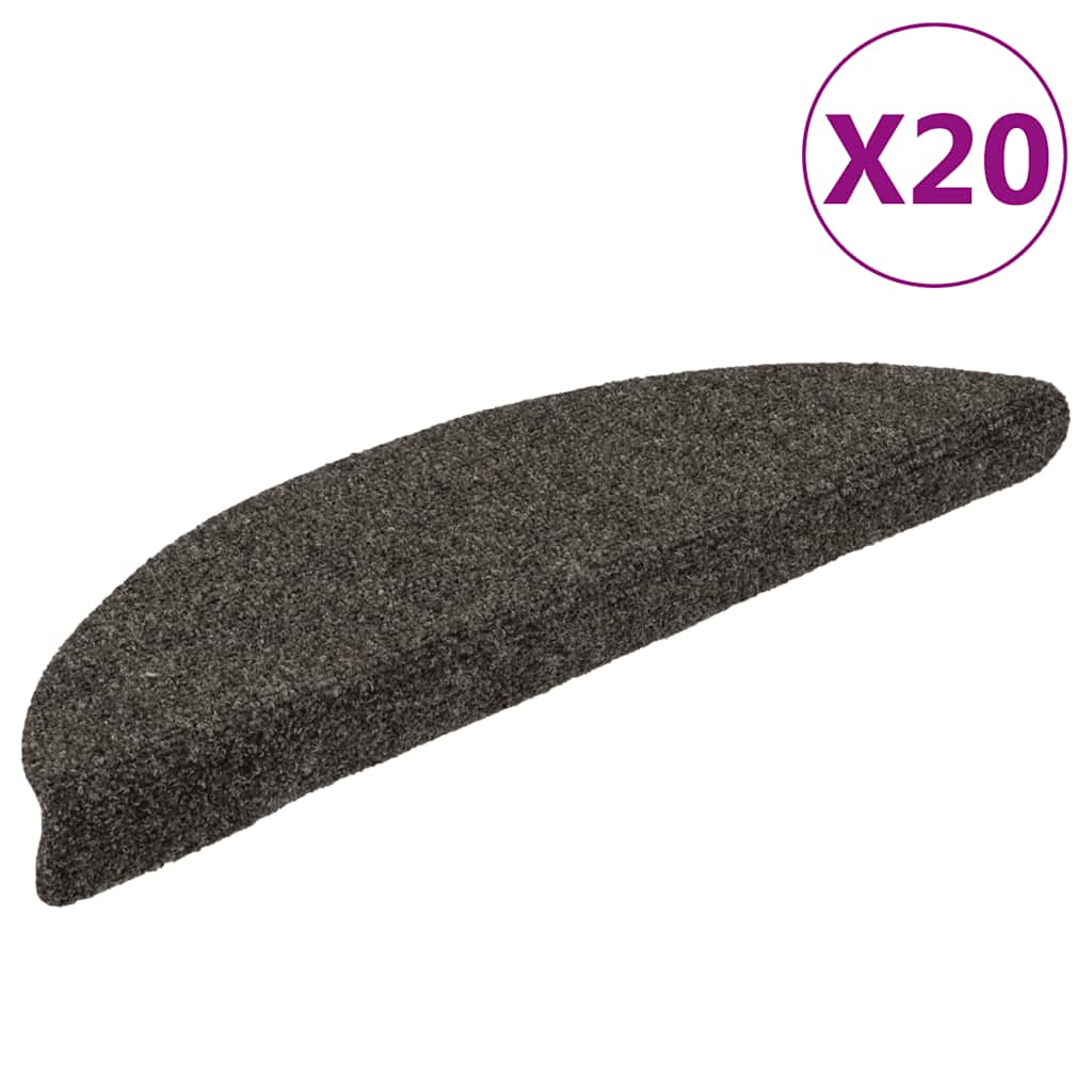 Stair Mats, Self-Adhesive, 20 pcs, 56x17x3 cm, Anthracite, Semi-Circular