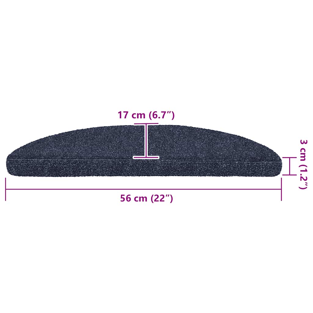 Stair mats, self-adhesive, 30 pcs, blue, semi-circular, 56x17x3 cm