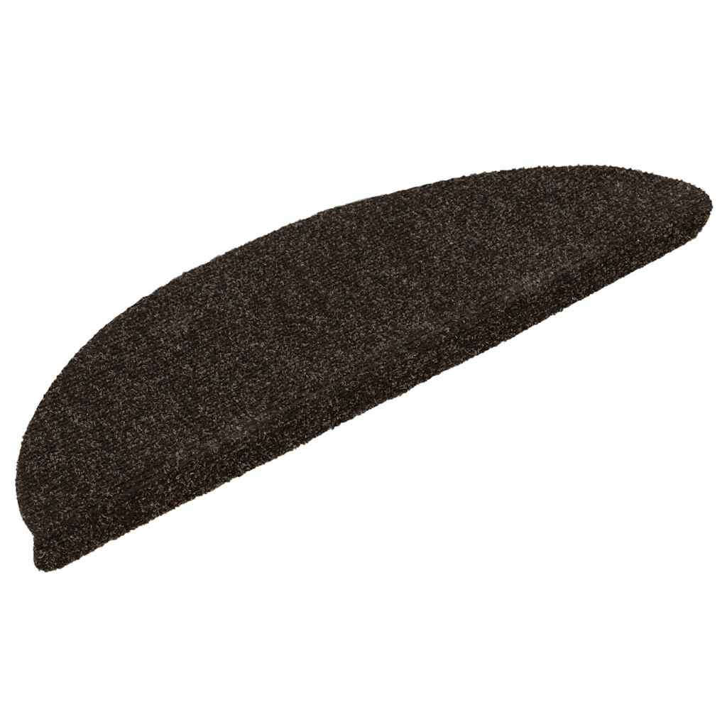 Stair mats, self-adhesive, 30 pcs, 56x17x3 cm, dark brown, half-round