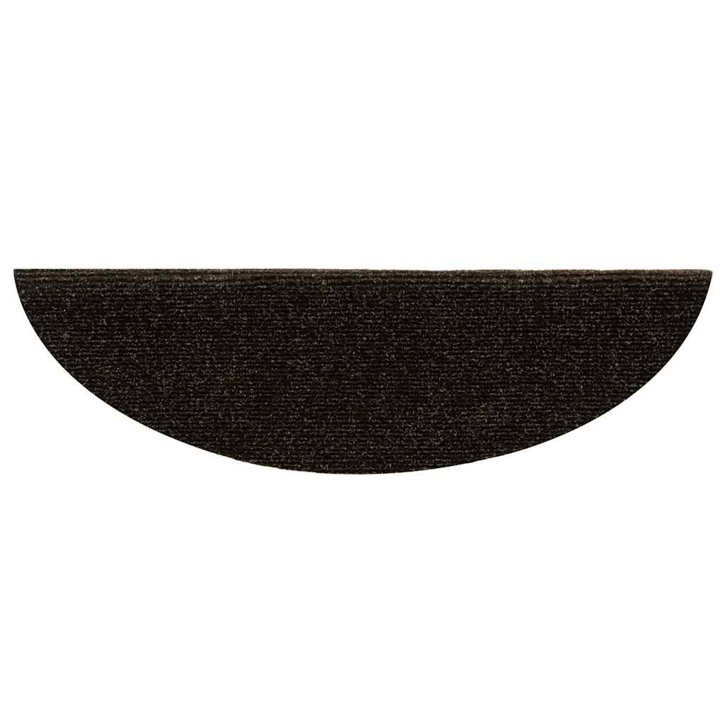 Stair mats, self-adhesive, 30 pcs, 56x17x3 cm, dark brown, half-round