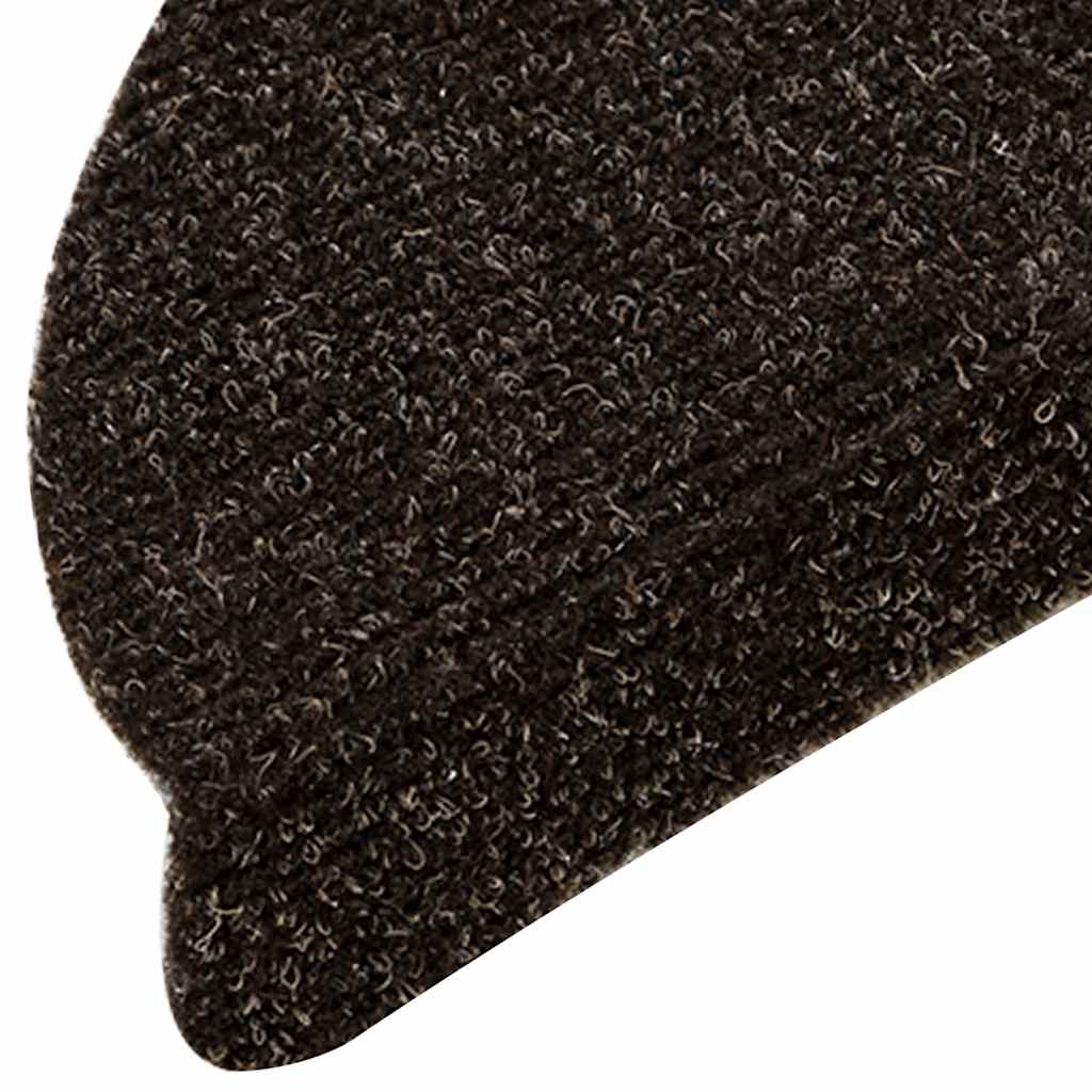 Stair mats, self-adhesive, 30 pcs, 56x17x3 cm, dark brown, half-round