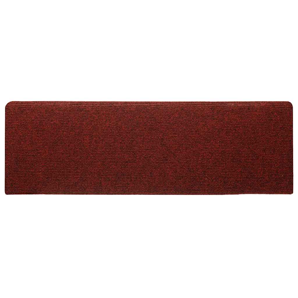 Kāpņu paklājiņi, pašlīmējoši, 30 gab., 65x21x4 cm, bordo sarkani, taisnstūra malas