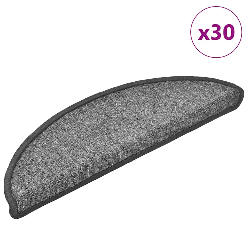 Laiptų kilimėliai, 30 vnt., 56x17x3 cm, tamsiai pilki, pusapvaliai