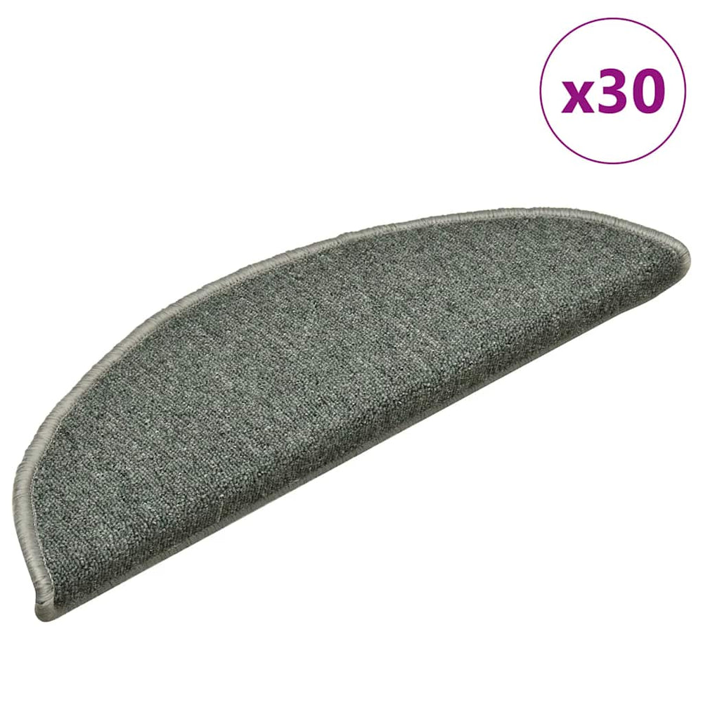 Laiptų kilimėliai, 30 vnt., 56x17x3 cm, tamsiai žali, pusapvaliai