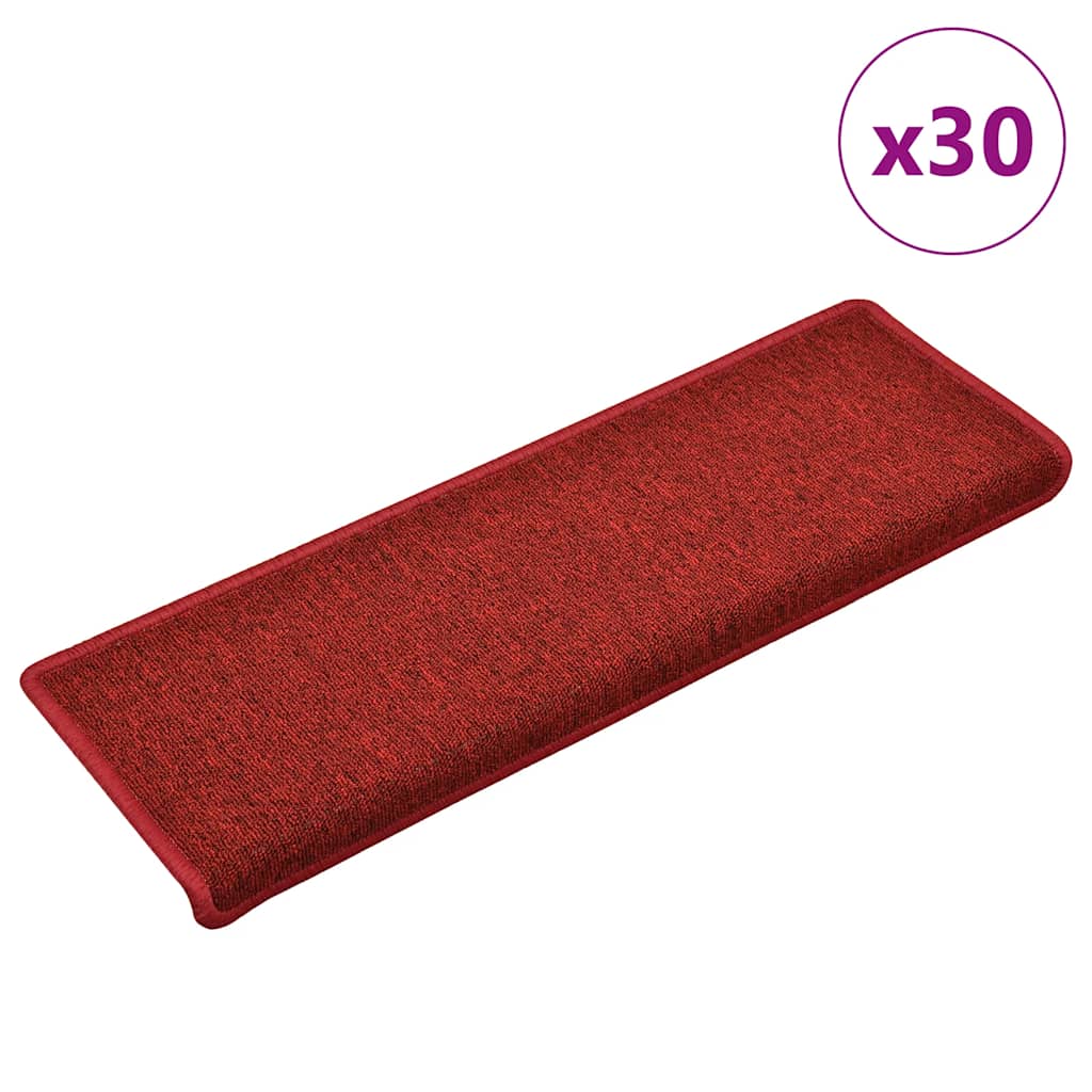Stair mats, 30 pcs, 65x21x4 cm, red, rectangular edges