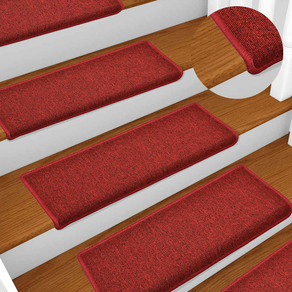 Stair mats, 30 pcs, 65x21x4 cm, red, rectangular edges