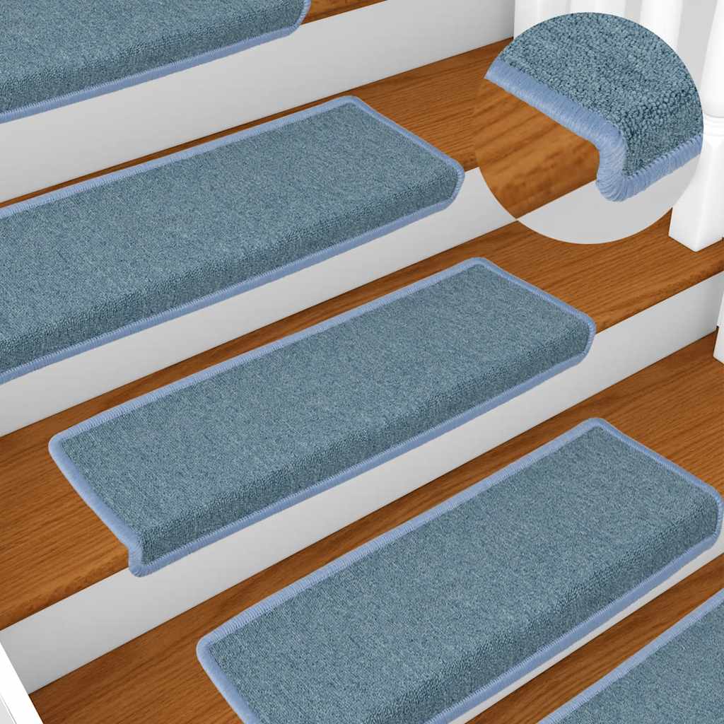 Stair mats, 30 pcs, 65x21x4 cm, sea blue, straight edges
