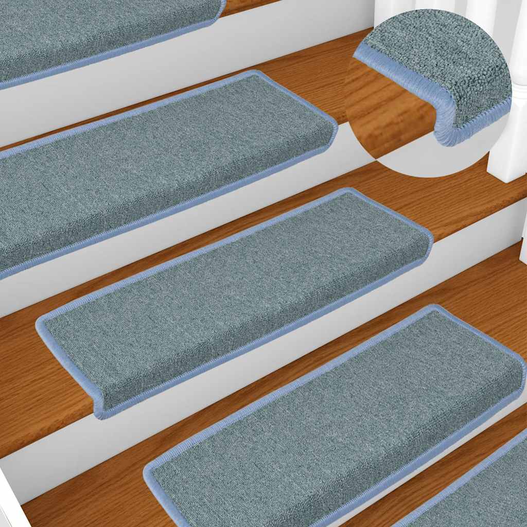 Stair mats, 30 pcs, 65x21x4 cm, sea blue, straight edges