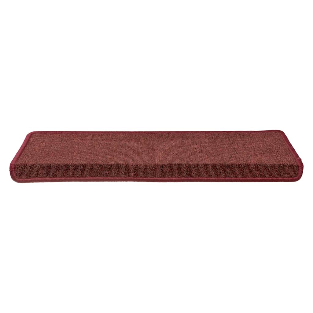 Laiptų kilimėliai, 30 vnt., 65x21x4 cm, bordo spalvos, stačiakampiai kraštai