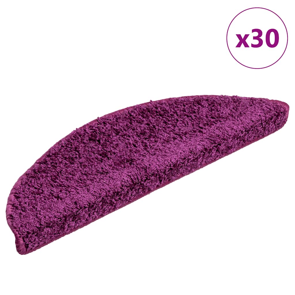 Laiptų kilimėliai, 30 vnt., 56x17x3 cm, violetiniai, pusapvaliai