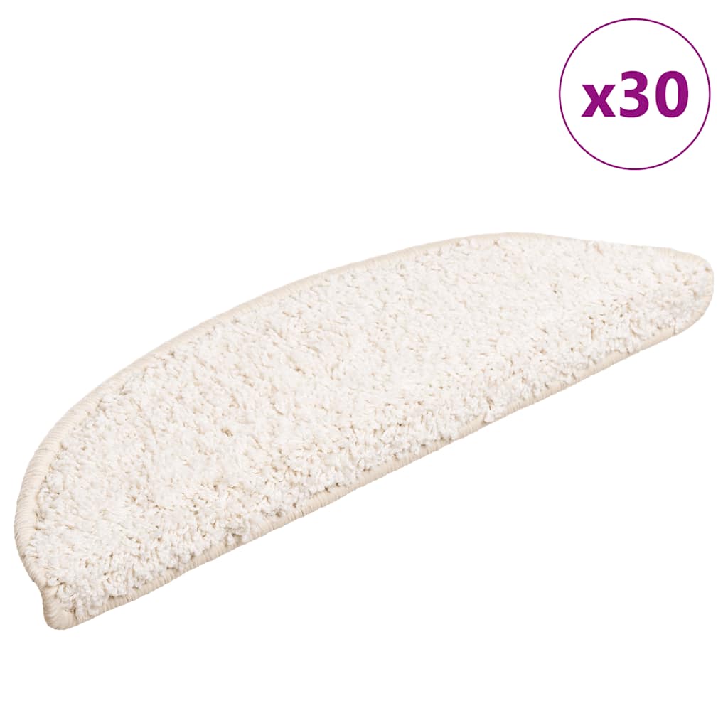 Laiptų kilimėliai, 30 vnt., 56x17x3 cm, balti, pusapvaliai