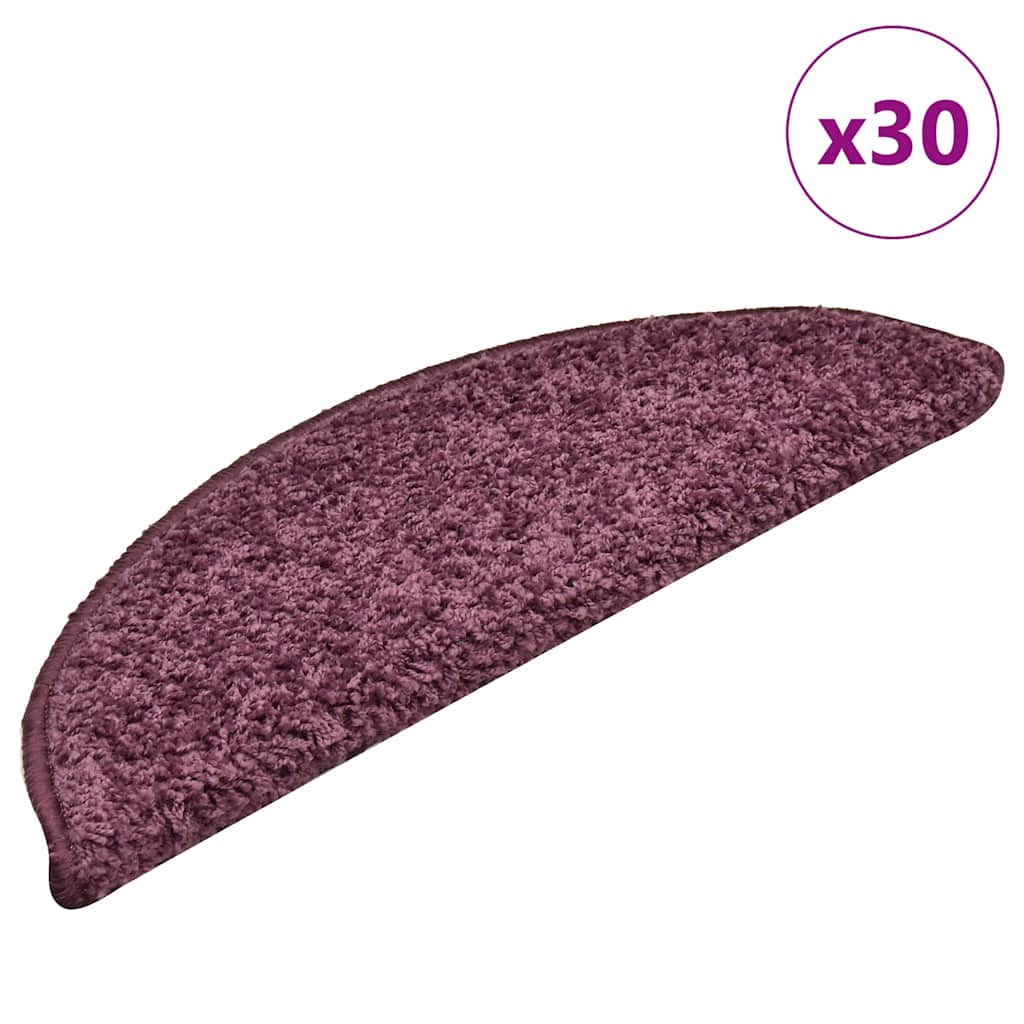 Laiptų kilimėliai, 30 vnt., 56x17x3 cm, tamsiai violetiniai, pusapvaliai