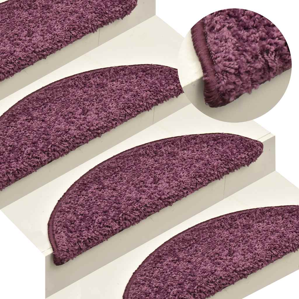 Laiptų kilimėliai, 30 vnt., 56x17x3 cm, tamsiai violetiniai, pusapvaliai