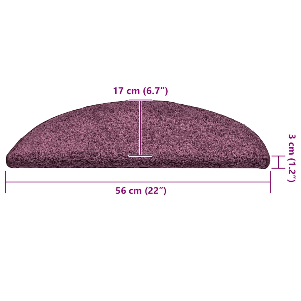Laiptų kilimėliai, 30 vnt., 56x17x3 cm, tamsiai violetiniai, pusapvaliai