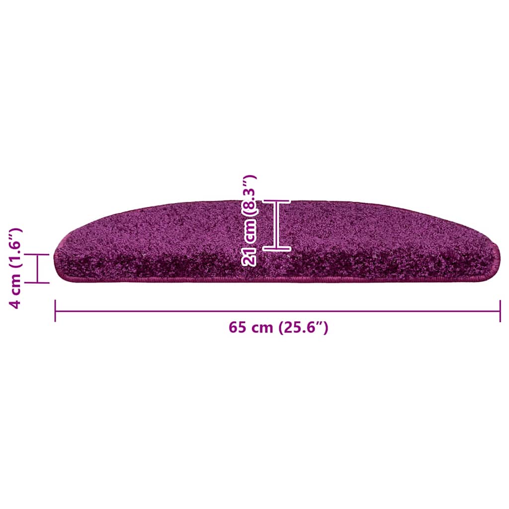 Laiptų kilimėliai, 30 vnt., 65x21x4 cm, violetiniai, pusapvaliai, dideli