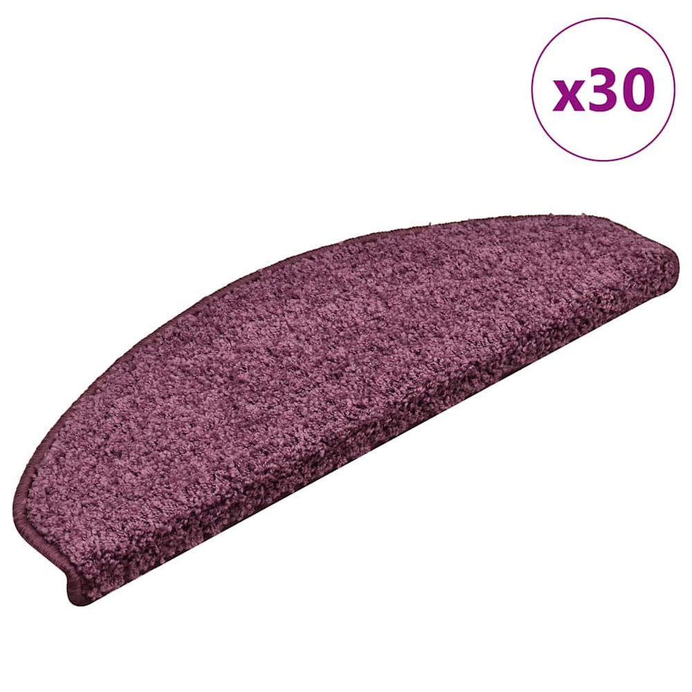 Laiptų kilimėliai, 30 vnt., 65x21x4 cm, tamsiai violetiniai, pusapvaliai, dideli