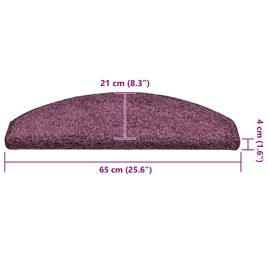 Laiptų kilimėliai, 30 vnt., 65x21x4 cm, tamsiai violetiniai, pusapvaliai, dideli