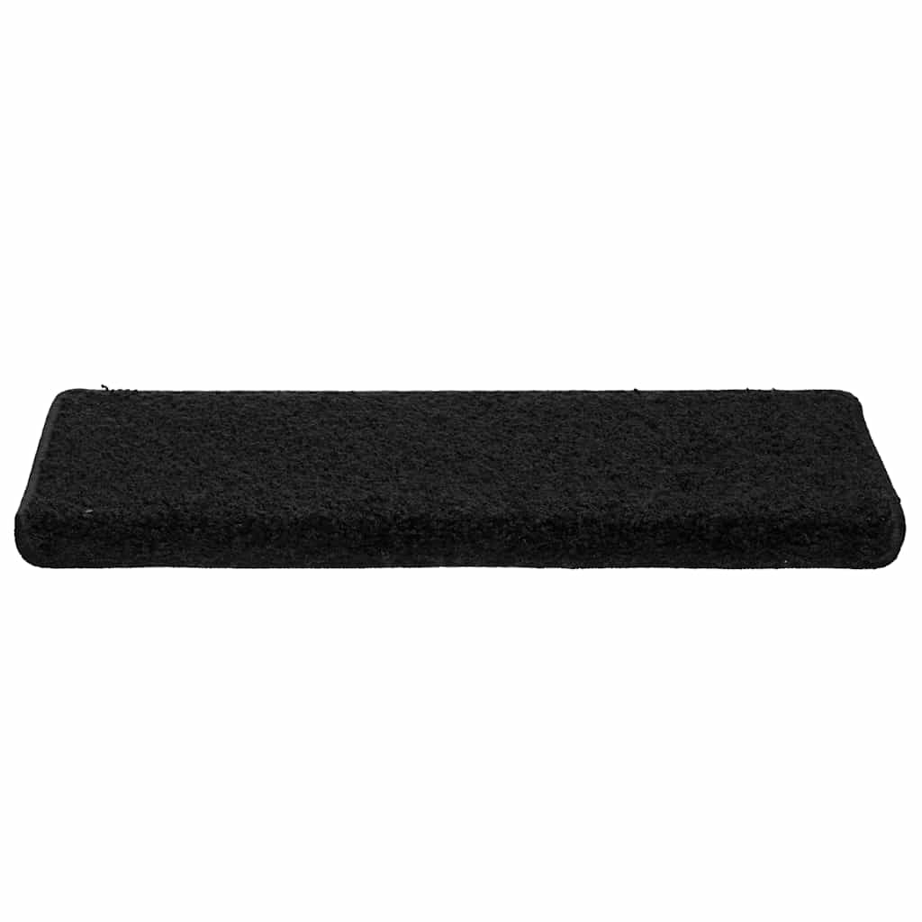 Stair mats, 30 pcs, black, 65x21x4 cm, rectangular edges