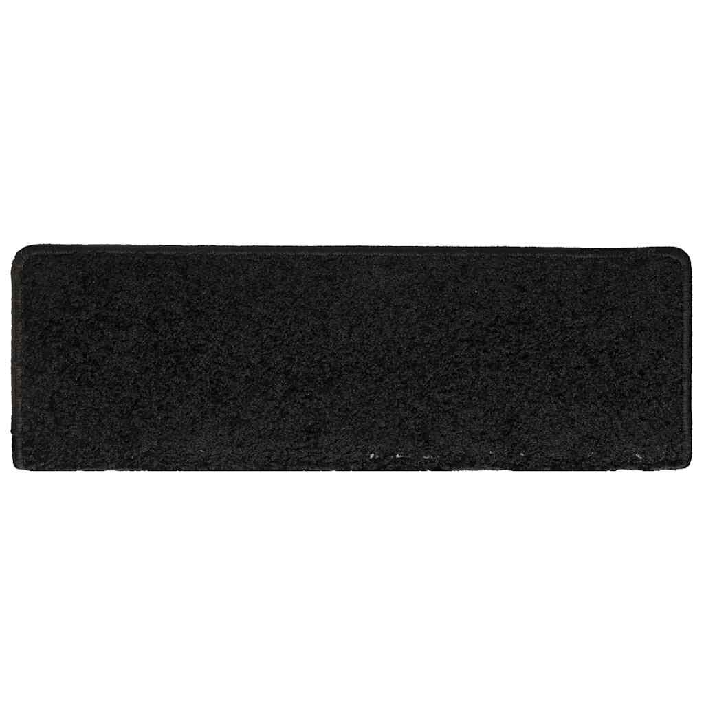 Stair mats, 30 pcs, black, 65x21x4 cm, rectangular edges