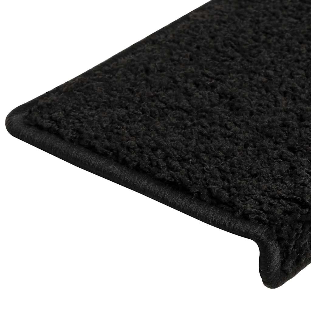 Stair mats, 30 pcs, black, 65x21x4 cm, rectangular edges