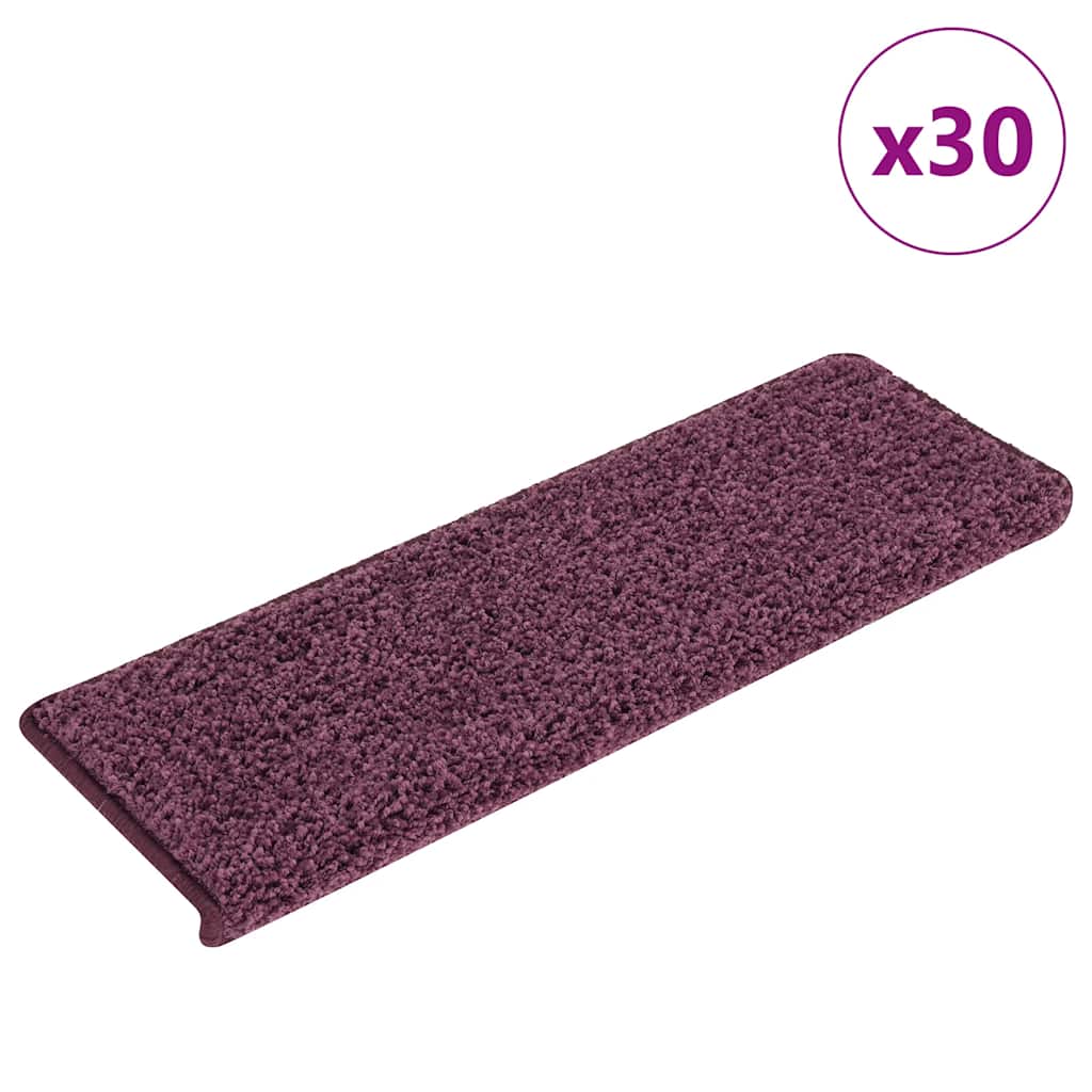 Stair mats, 30 pcs, 65x21x4 cm, dark purple, rectangular edges