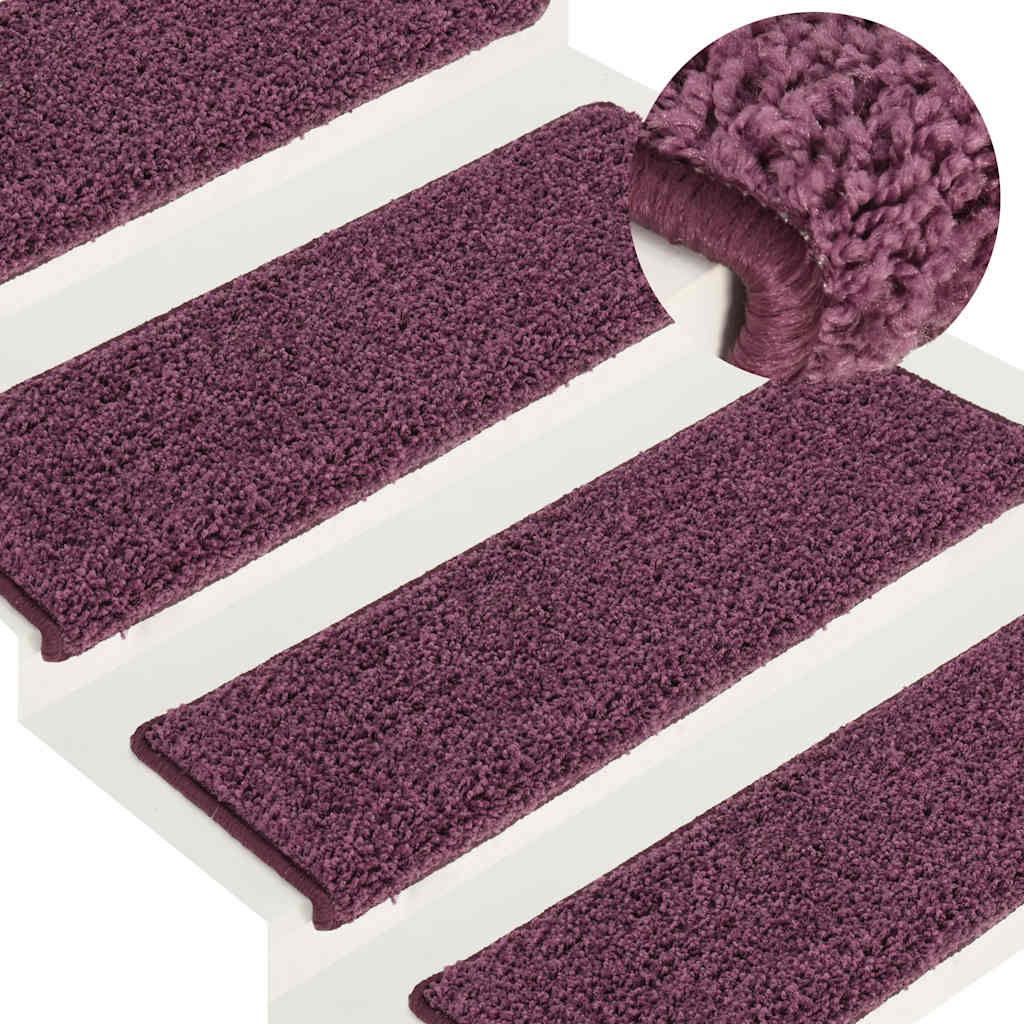 Stair mats, 30 pcs, 65x21x4 cm, dark purple, rectangular edges