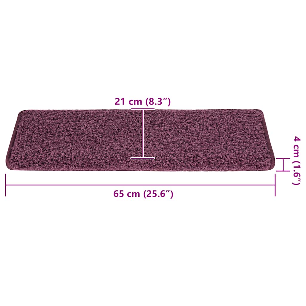 Stair mats, 30 pcs, 65x21x4 cm, dark purple, rectangular edges