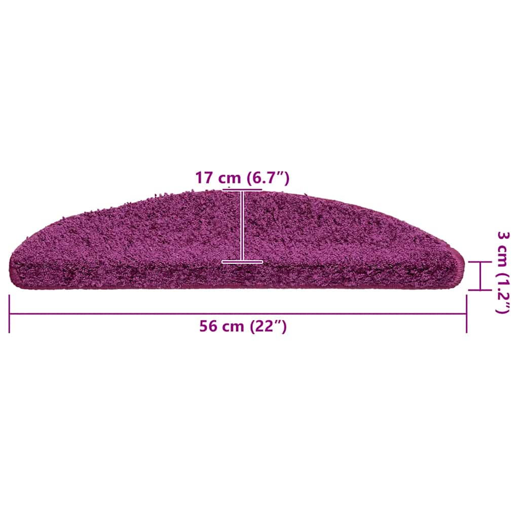 Laiptų kilimėliai, 20 vnt., 56x17x3 cm, violetiniai, pusapvaliai