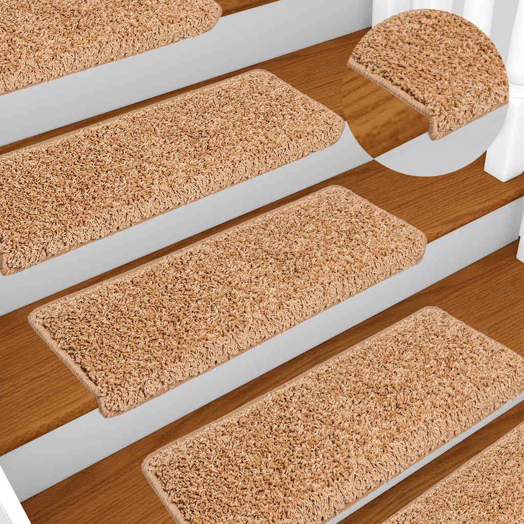 Stair mats, 20 pcs, 65x21x4 cm, beige, rectangular edges