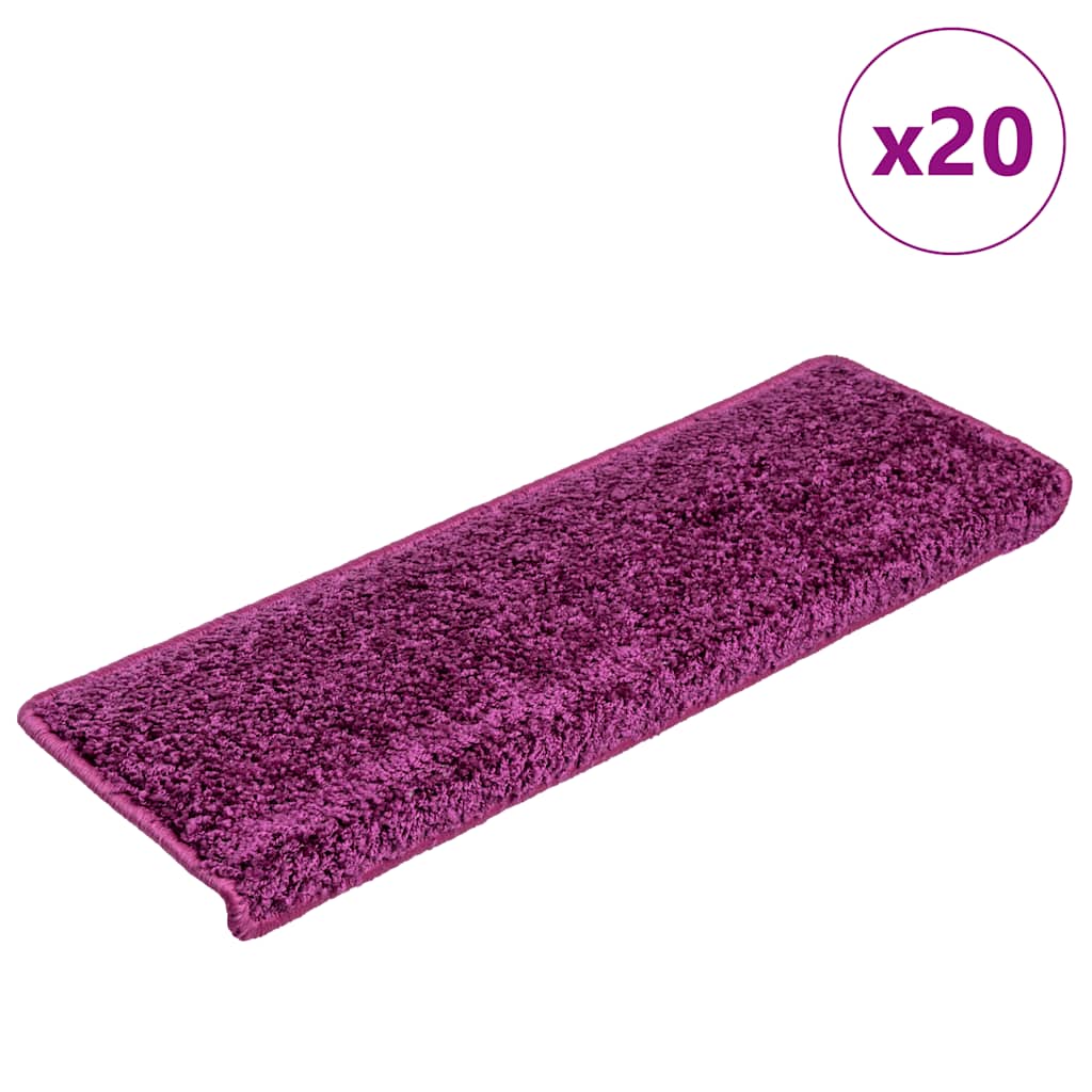 Stair mats, 20 pcs., 65x21x4 cm, purple, rectangular edges