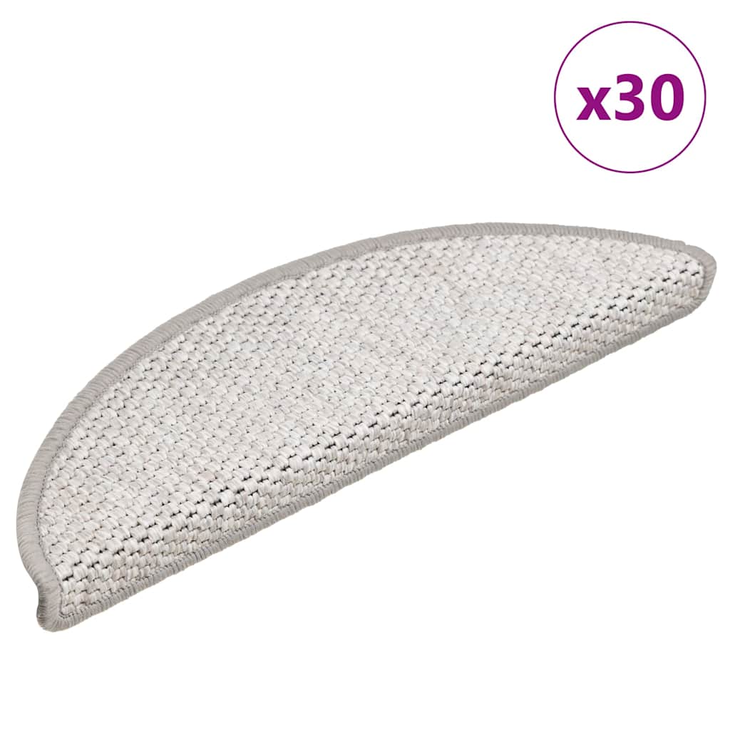 Laiptų kilimėliai Lipni Sisal-Look 30 vnt 56x17x3 cm Platina