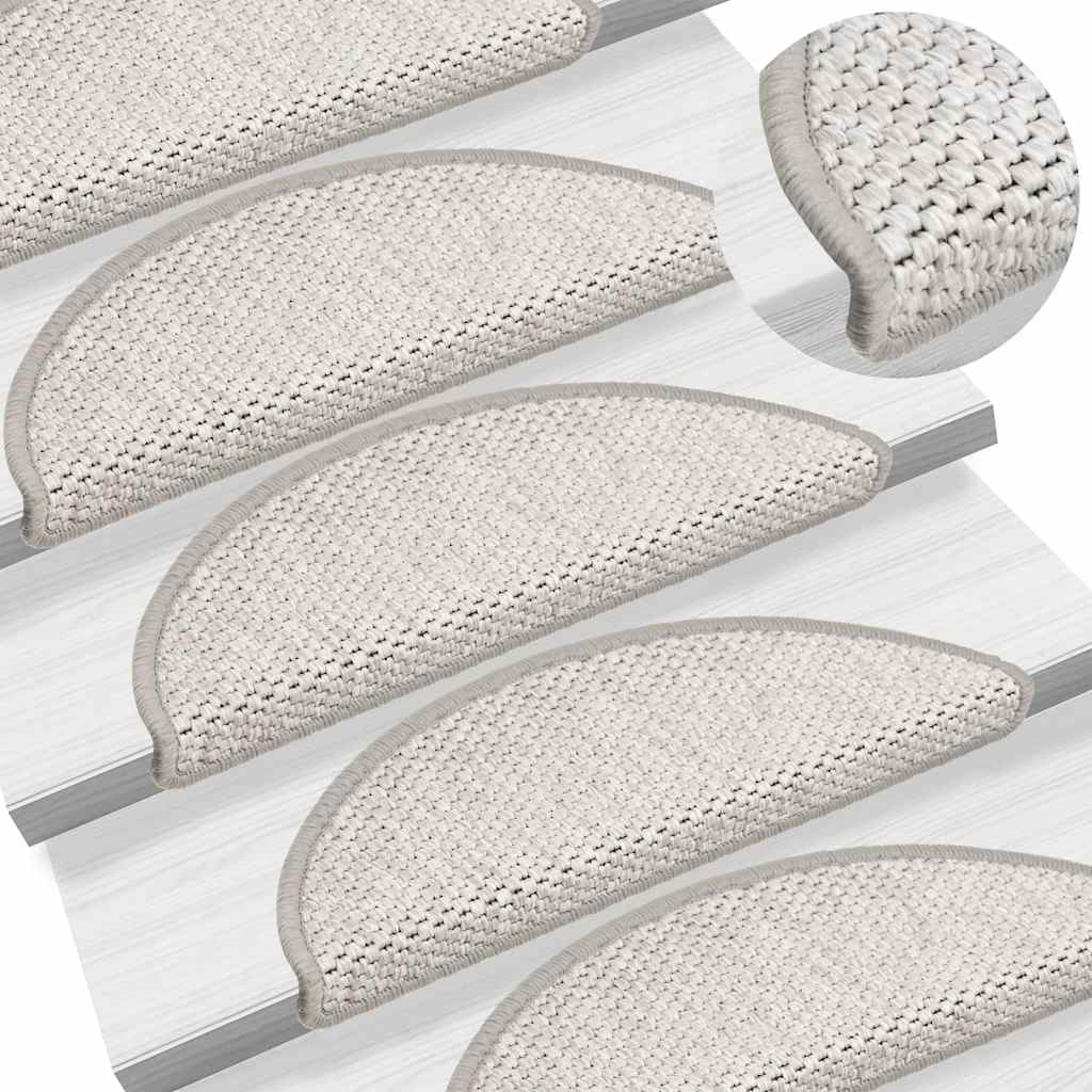 Laiptų kilimėliai Lipni Sisal-Look 30 vnt 56x17x3 cm Platina