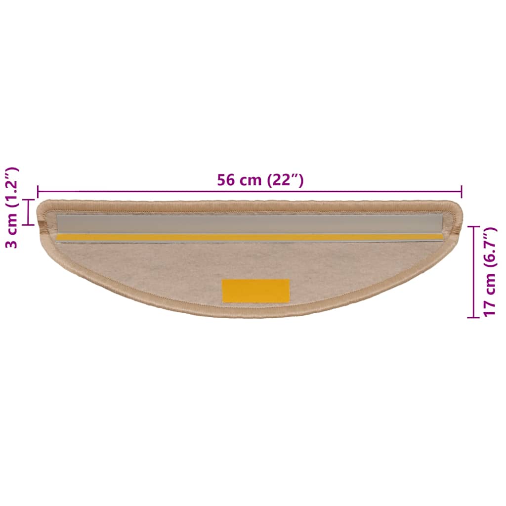 Self-adhesive stair mats, 30 pcs., sand, 56x17x3cm